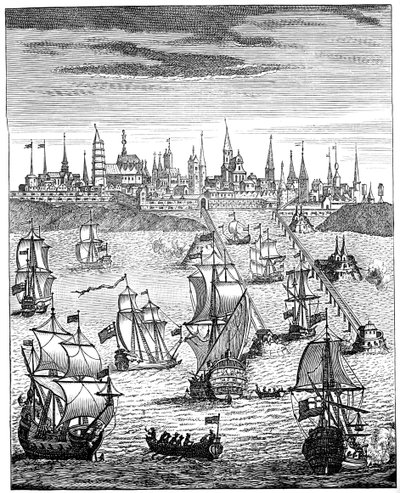 Engelsk skvadron som fraktet tropper for å ta besittelse av Dunkirk, 1708, 1894 av Unbekannt