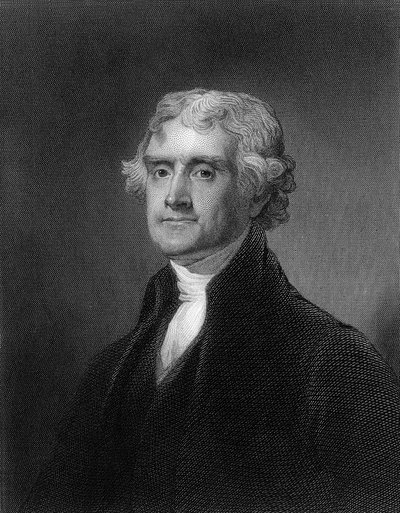 Gravering av Thomas Jefferson (s/hv-bilde) av Unbekannt