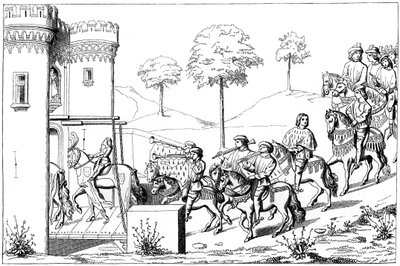 Herrehøvdingens inngang til stedet for turneringen, 1400-tallet 1849 av Unbekannt