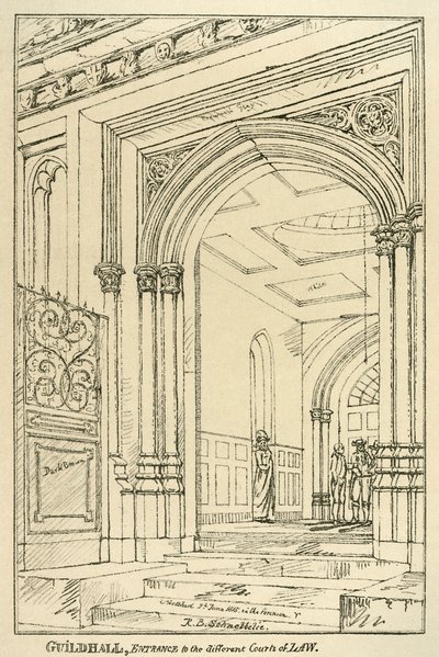 Inngang til de forskjellige domstolene, Guildhall, London, juni 1815 1886 av Unbekannt