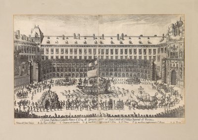 Rideballett på gårdsplassen til Wien Hofburg ..., 1667. av Unbekannt