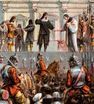 Henrettelse av Charles I, 1649, c1850 av Unbekannt