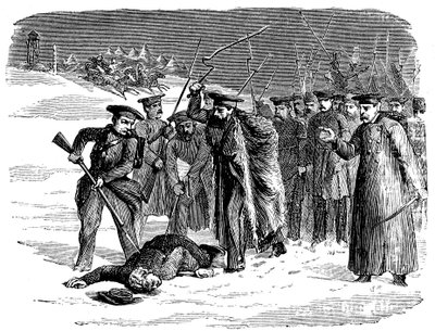 Forvist russisk fange blir disiplinert, 1874 av Unbekannt