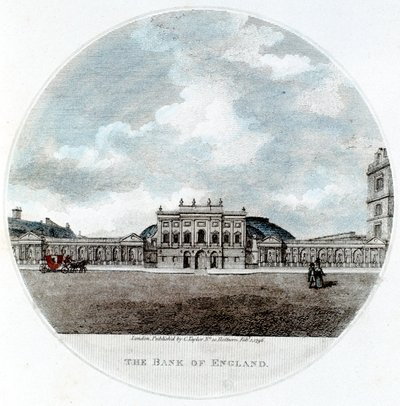 Fasade til The Bank of England, Threadneedle Street, London, 1796 av Unbekannt