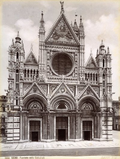 Fasade av Siena-katedralen, Italia, slutten av 1800- eller begynnelsen av 1900-tallet av Unbekannt
