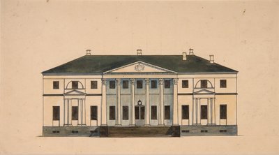Fasade på huset i Golitsyn Petrovo-Dalneye Estate, første kvartal av 1800-tallet. av Unbekannt