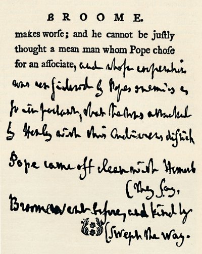 Faksimile av et korrigert bevis av Johnson på hans Lives of the Poets, fra originalen i For av Unbekannt