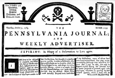 Faksimile av Pennsylvania Journal on the Stamp Act, 1765 c1880 av Unbekannt