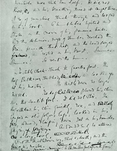 Faksimileside til MS for Indian Summer of a Forsyte, av John Galsworthy, 1918, 1928. av Unbekannt