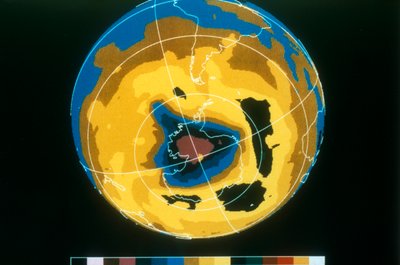 Falsk fargebilde av antarktisk ozonhull, 30. november 1992 av Unbekannt