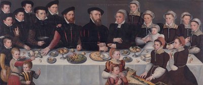 Familieportrett av Pierre de Moucheron, kjøpmann i Middelburg og Antwerpen, hans kone Isabeau de Ge av Unbekannt