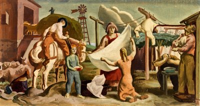 Farm Life veggmaleri studie, ca. 1933-1943. av Unbekannt
