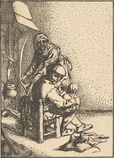 Vater füttert sein Kind, 1610-85 von Unbekannt