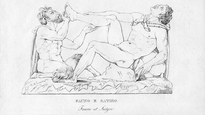 Fauno E Satiro Faun og Satyr, c1850 av Unbekannt
