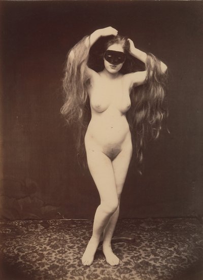 [Naken kvinne med maske], ca. 1870. av Unbekannt