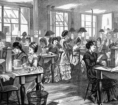Kvinnelige telegrafarbeidere, 1871 av Unbekannt