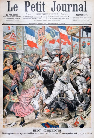 Kamp mellom franske og japanske soldater under den russisk-japanske krigen, Kina, 1904 av Unbekannt