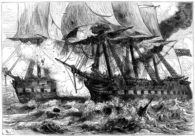 Kamp mellom USS Chesapeake og HMS Shannon, 1813 c1880 av Unbekannt