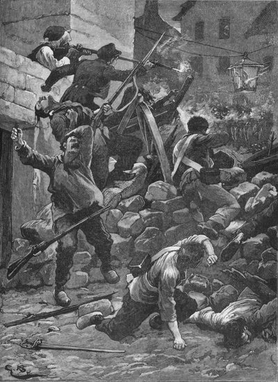 Kamp ved barrikadene i Paris, 1848 1906 av Unbekannt