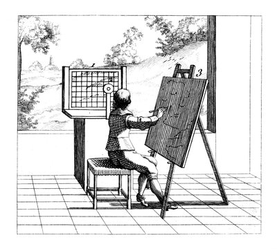 Figur som praktiserer perspektivtegning, 1639 av Unbekannt