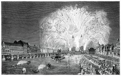 Fyrverkeri på broen, Paris, 1754, 1885 av Unbekannt