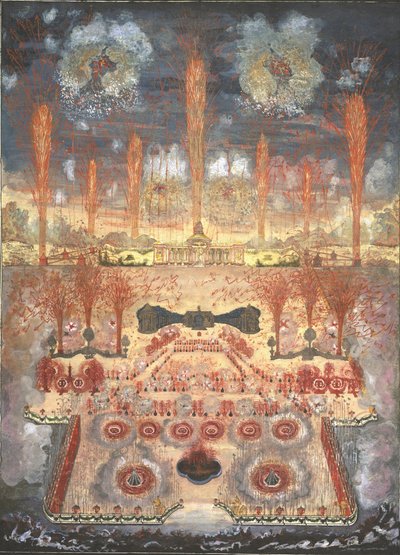 Fyrverkeri og belysning 16. juni 1744 i Moskva, midten av det 18. århundre. av Unbekannt