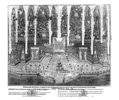 Fyrverkeri i anledning kroningen av Anna Ioannovna 30. april 1730, 1730 av Unbekannt