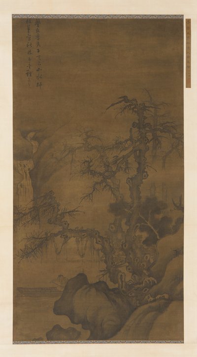 Fisherman Boating under Winter Trees, Ming-dynastiet, 1400-tallet. av Unbekannt