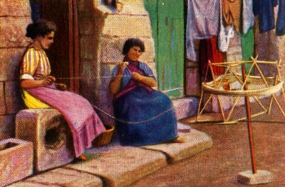 Fisherwomen viklingsgarn til garn, Malta, c1928. av Unbekannt