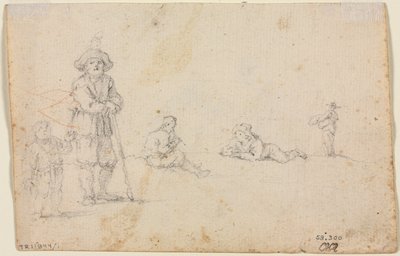Fem figurstudier, 1600-tallet. av Unbekannt