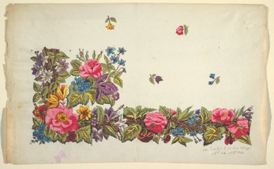 Blomstret design for trykt tekstil av Unbekannt