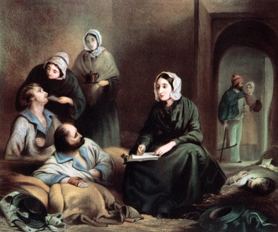 Florence Nightingale , britisk sykepleier og sykehusreformator, ved Scutari Hospital, Tyrkia, 1855 av Unbekannt