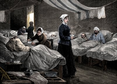 Florence Nightingale på brakkesykehuset i Scutari, c1880 av Unbekannt