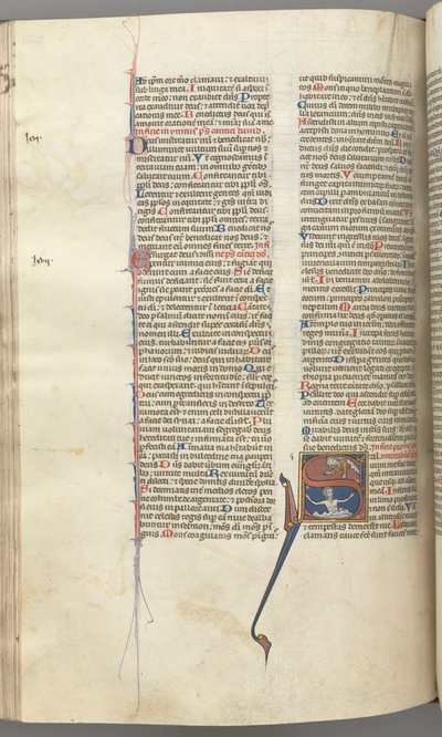 Fol. 224v, Salme 68, historikk initial S, David i vannet appellerer til Gud ovenfor, ca. 1275-1300. av Unbekannt