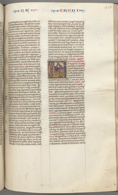 Fol. 315r, Lamentations, historisk initial E, en knelende Jeremia som ber til en byste av Gud, ca. 127 av Unbekannt