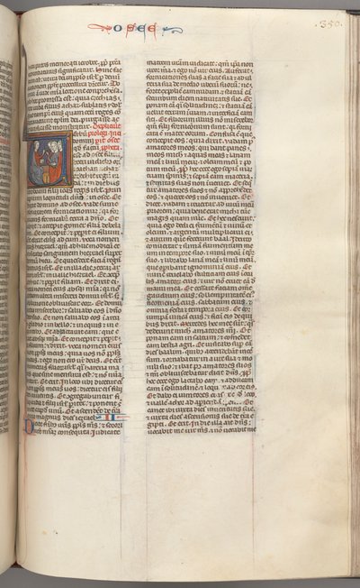 Fol. 350r, Hosea, historisk initial V, Hosea forkynner for tre menn. , c. 1275-1300. av Unbekannt