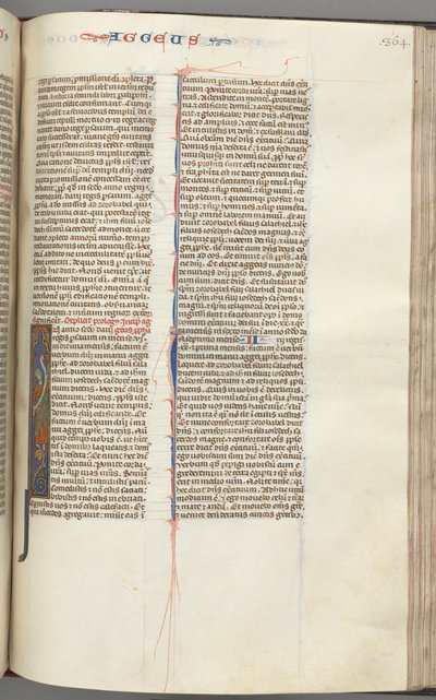 Fol. 364r, Haggai, historisk initial I, Haggai med en rulle stående på en hybrid, ca. 1275-1300. av Unbekannt