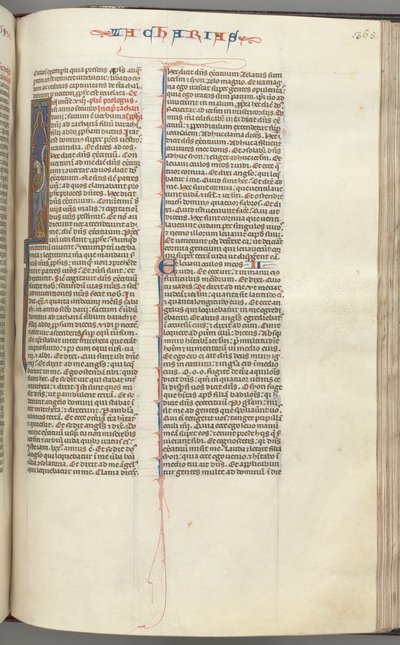 Fol. 365r, Zachariah, historisk initial I, Zachariah stående med en rulle, ca. 1275-1300. av Unbekannt