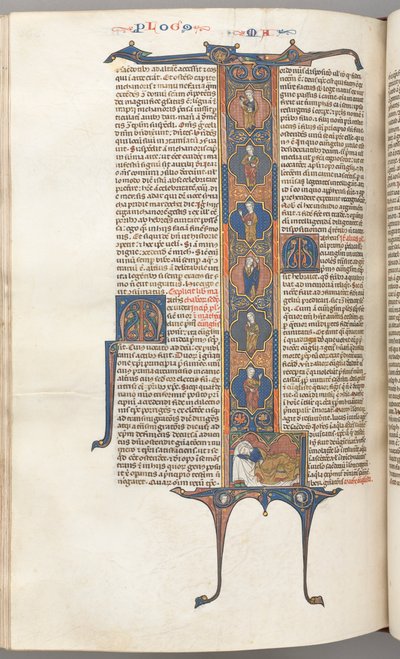 Fol. 391v, Matthew, historiker i full lengde L, the Tree of Jesse, med en sovende Jesse, ca. av Unbekannt