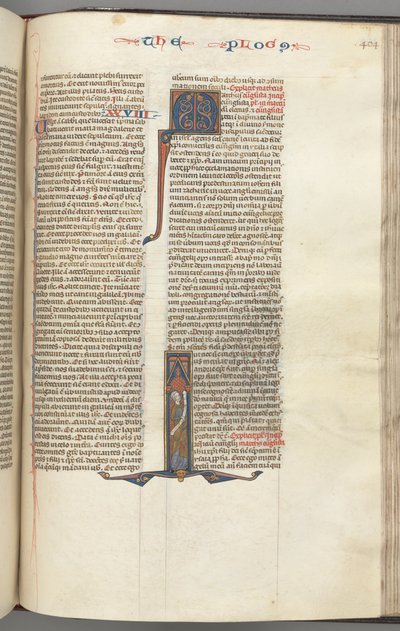 Fol. 404r, Mark, historisk initial I, Mark står med en rulle, ca. 1275-1300. av Unbekannt