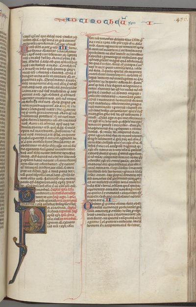 Fol. 456r, Timothy I, historikert initial P, Paul sittende, ca. 1275-1300. av Unbekannt