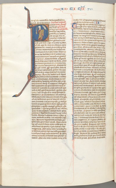 Fol. 457v, Timothy II, historikert initial P, Paulus snakker til Guds byste ovenfor, ca. 1275-1300. av Unbekannt