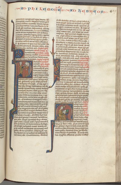 Fol. 459r, Filemon, historikert initial P, Paulus henvender seg til tre menn og hebreere..., ca. 1275-1300. av Unbekannt