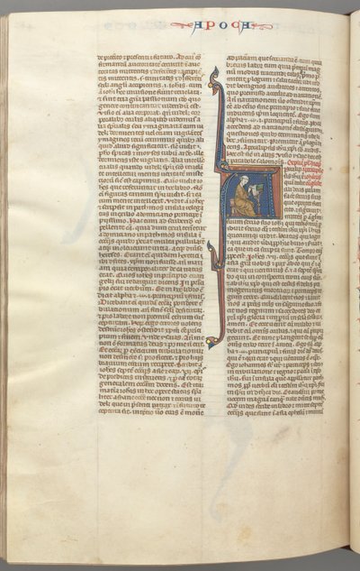 Fol. 482v, Revelations, historikk initial A, John satt ved et skrivebord og skrev..., ca. 1275-1300. av Unbekannt