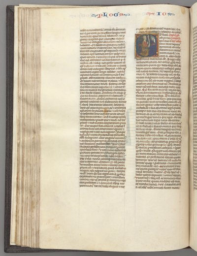 Fol. 76v, Joshua, historisk initial E, Joshua med en rulle som kneler foran Gud, ca. 1275-1300. av Unbekannt