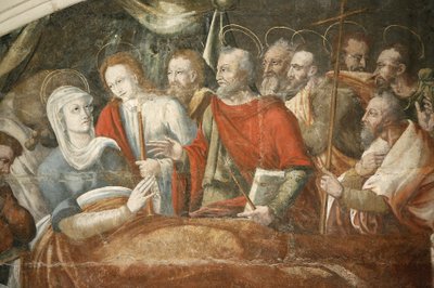 Fontevrault (Fontevraud) klosterets kapittelhusmaleri: Marias død malt av Thomas Pot (detalj) rundt 1563, Fontevraud, Frankrike av Unbekannt