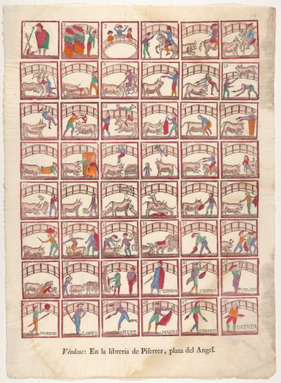Førtiåtte vignetter av tyrefektingsmanøvrer og scener fra ringen, ca. 1800-1850. av Unbekannt