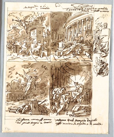 Fire Allegories of Commedia and Tragedy av Unbekannt