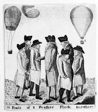 Fowls of a Feather Flock sammen, en gruppe flyfarere, c1785 av Unbekannt
