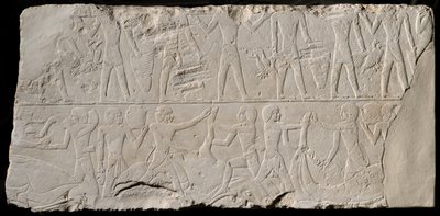 Fragment av en gravvegg som viser offerbærere og slaktere, Egypt, det gamle riket, midt i dynastiet... av Unbekannt